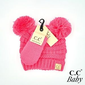 C.C Baby Candy Pink  Double Pom With Mittens